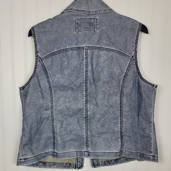 Erin London Men's Denim Print Faux Leather Vest SZ XL - Picture 2 of 4